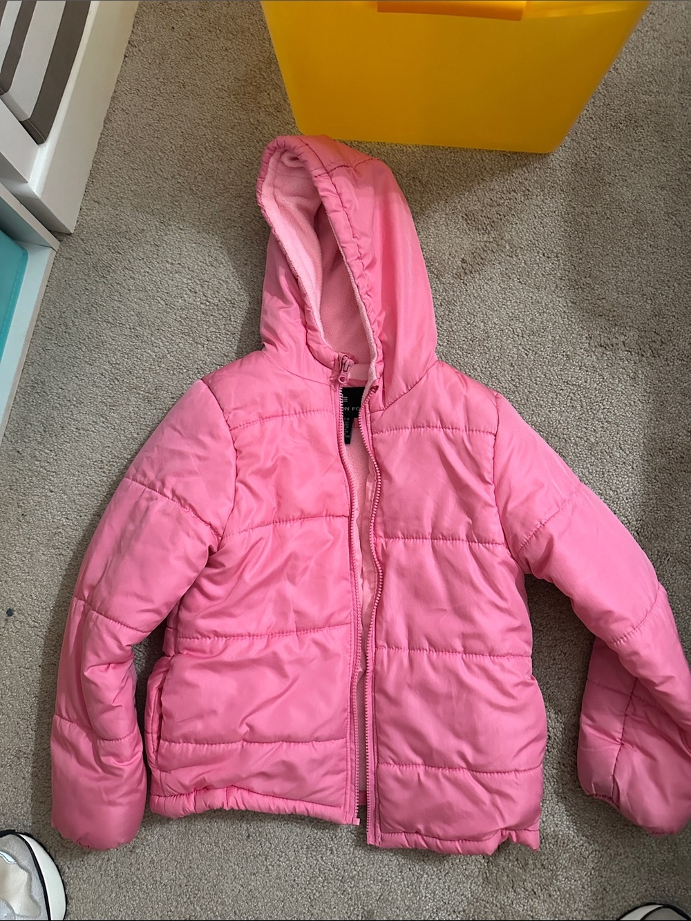 Girls' Pink Hooded Puffer Jacket - Unbranded
